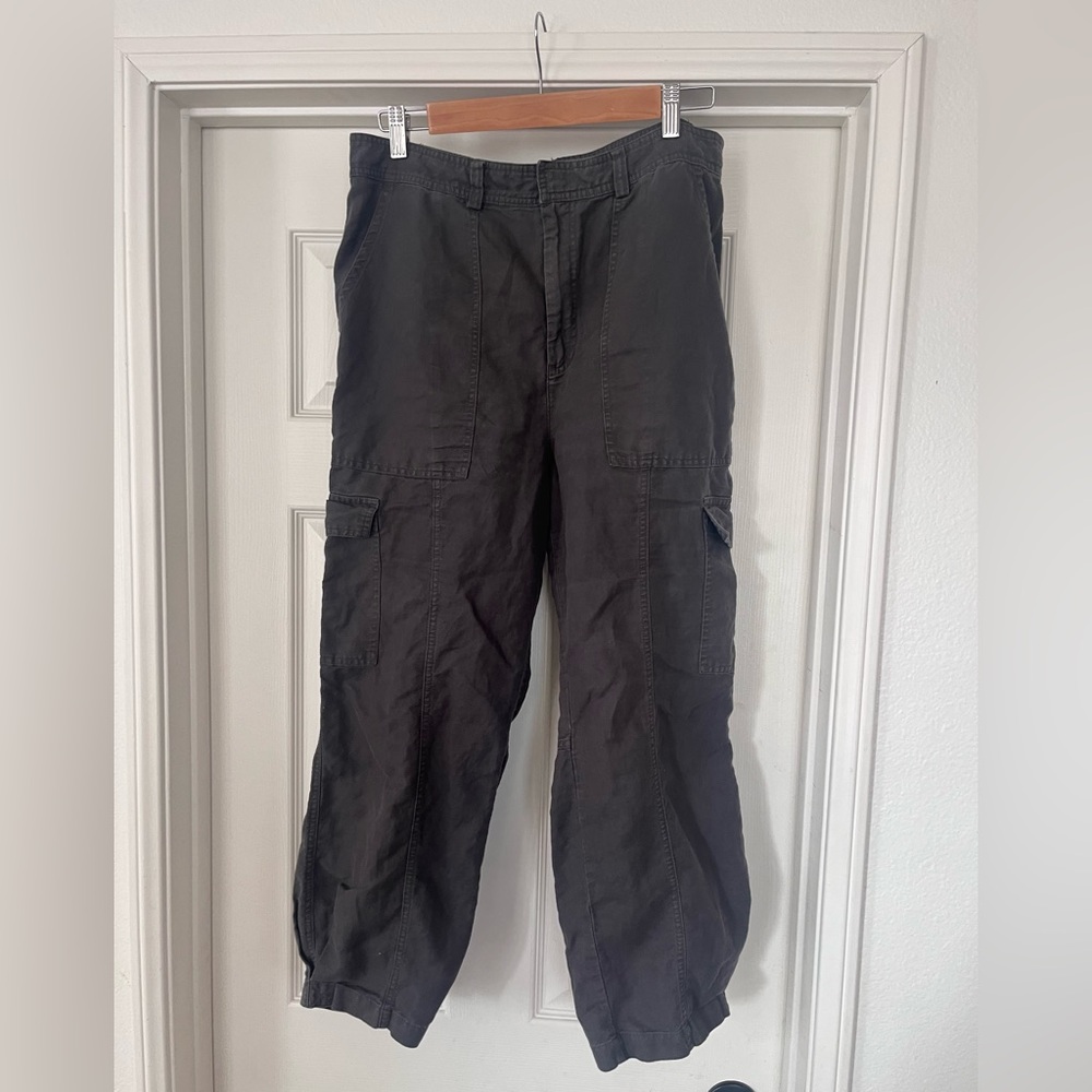 Quince gray wide leg cargo pants size large